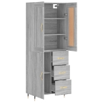 Credenza Grigio Sonoma 69,5x34x180 cm in Legno Multistrato