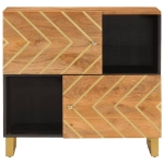 Credenza Marrone e Nera 80x33,5x75cm in Legno Massello di Mango