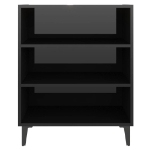 Credenza Nero Lucido 57x35x70 cm in Legno Multistrato