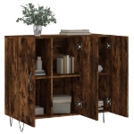 Credenza Rovere Fumo 90x34x80 cm in Legno Multistrato