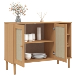 Credenza SENJA Aspetto Rattan 112x40x80 cm Legno Massello Pino