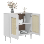 Credenza SENJA Aspetto Rattan Bianco 80x35x80 cm Massello Pino