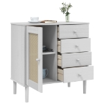 Credenza SENJA Aspetto Rattan Bianco 80x40x80 cm Massello Pino