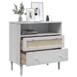 Credenza SENJA Aspetto Rattan Bianco 80x40x80 cm Massello Pino