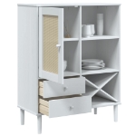 Credenza SENJA Aspetto Rattan Bianco 90x40x112cm Massello Pino