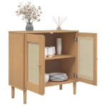 Credenza SENJA Aspetto Rattan Marrone 80x35x80 cm Massello Pino