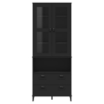 Credenza VIKEN Nera 80x40x200 cm in Legno Massello di Pino