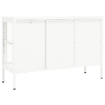 Credenza Bianca 105x35x70 cm in Acciaio e Vetro