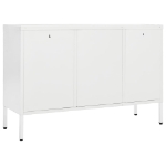 Credenza Bianca 105x35x70 cm in Acciaio e Vetro Temperato