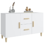 Credenza Bianco Lucido 100x36x60 cm in Legno Multistrato