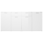 Credenza Bianco Lucido 160x36x75 cm in Legno Multistrato