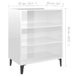 Credenza Bianco Lucido 57x35x70 cm in Legno Multistrato