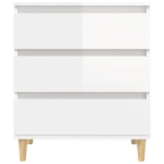 Credenza Bianco Lucido 60x35x70 cm in Legno Multistrato