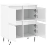 Credenza Bianco Lucido 60x35x70 cm in Legno Multistrato