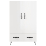 Credenza Bianco Lucido 69,5x31x115 cm in Legno Multistrato