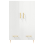 Credenza Bianco Lucido 69,5x31x115 cm in Legno Multistrato