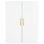 Credenza Bianco Lucido 69,5x34x180 cm in Legno Multistrato