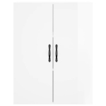 Credenza Bianco Lucido 69,5x34x180 cm in Legno Multistrato