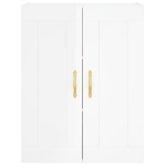 Credenza Bianco Lucido 69,5x34x180 cm in Legno Multistrato