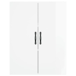 Credenza Bianco Lucido 69,5x34x180 cm in Legno Multistrato