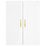 Credenza Bianco Lucido 69,5x34x180 cm in Legno Multistrato