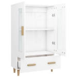 Credenza Bianco Lucido 70x31x115 cm in Legno Multistrato