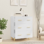 Credenza Bianco Lucido 70x34x90 cm in Legno Multistrato