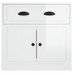 Credenza Bianco Lucido 70x35,5x67,5 cm in Legno Multistrato