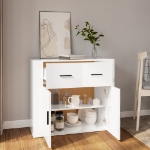 Credenza Bianco Lucido 80x33x70 cm in Legno Multistrato