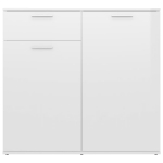 Credenza Bianco Lucido 80x36x75 cm in Legno Multistrato