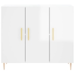 Credenza Bianco Lucido 90x34x80 cm in Legno Multistrato