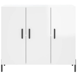 Credenza Bianco Lucido 90x34x80 cm in Legno Multistrato