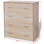 Credenza con 4 Cassetti 60x30,5x71 cm Colore Rovere