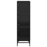 Credenza con Ante in Vetro Nera 35x37x120 cm