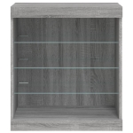 Credenza con Luci LED Grigio Sonoma 60,5x37x67 cm