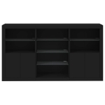 Credenza con Luci LED Nera 181,5x37x100 cm