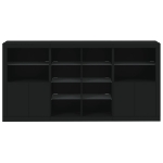 Credenza con Luci LED Nera 202x37x100 cm