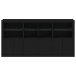 Credenza con Luci LED Nera 202x37x100 cm