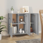 Credenza Grigio Sonoma 90x34x80 cm in Legno Multistrato