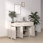 Credenza HAMAR Bianca 113x40x80 cm in Legno Massello di Pino