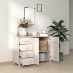 Credenza HAMAR Bianca 113x40x80 cm in Legno Massello di Pino