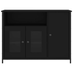 Credenza Nera 100x35x75 cm in Legno Multistrato