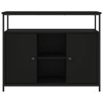 Credenza Nera 100x35x80 cm in Legno Multistrato