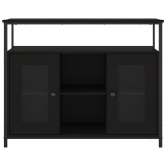 Credenza Nera 100x35x80 cm in Legno Multistrato