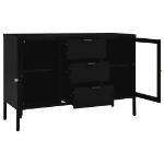 Credenza Nera 105x35x70 cm in Acciaio e Vetro Temperato