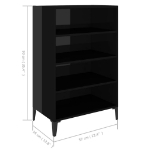 Credenza Nero Lucido 57x35x90 cm in Legno Multistrato