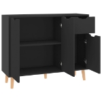 Credenza Nero Lucido 90x30x72 cm in Legno Multistrato