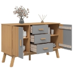 Credenza OLDEN Grigia e Marrone 114x43x73,5 cm Massello di Pino