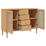 Credenza SENJA Aspetto Rattan 112x40x80 cm Legno Massello Pino