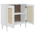 Credenza SENJA Aspetto Rattan Bianco 80x35x80 cm Massello Pino